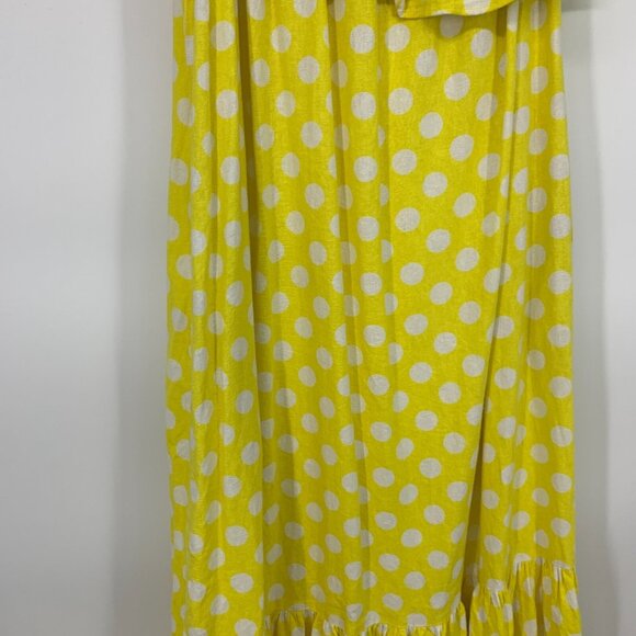 Lisa Marie Fernandez Dress Maxi Yellow Polka Dot One Shoulder Ruffle - Picture 9 of 10